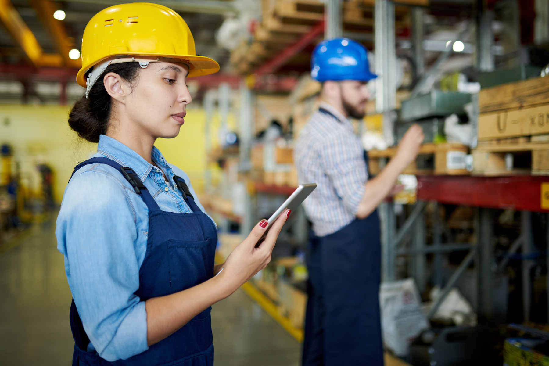 Female Worker Reviewing Stock;